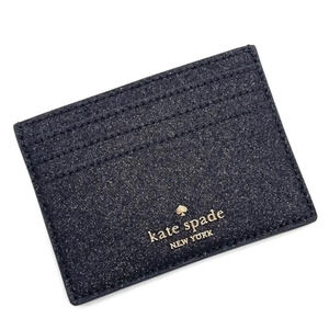 Kate Spade Glimmer Boxed Glitter Small Slim Card Holder Glitter Black